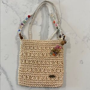 Cappelli straw world, crochet beaded Crossbody bag